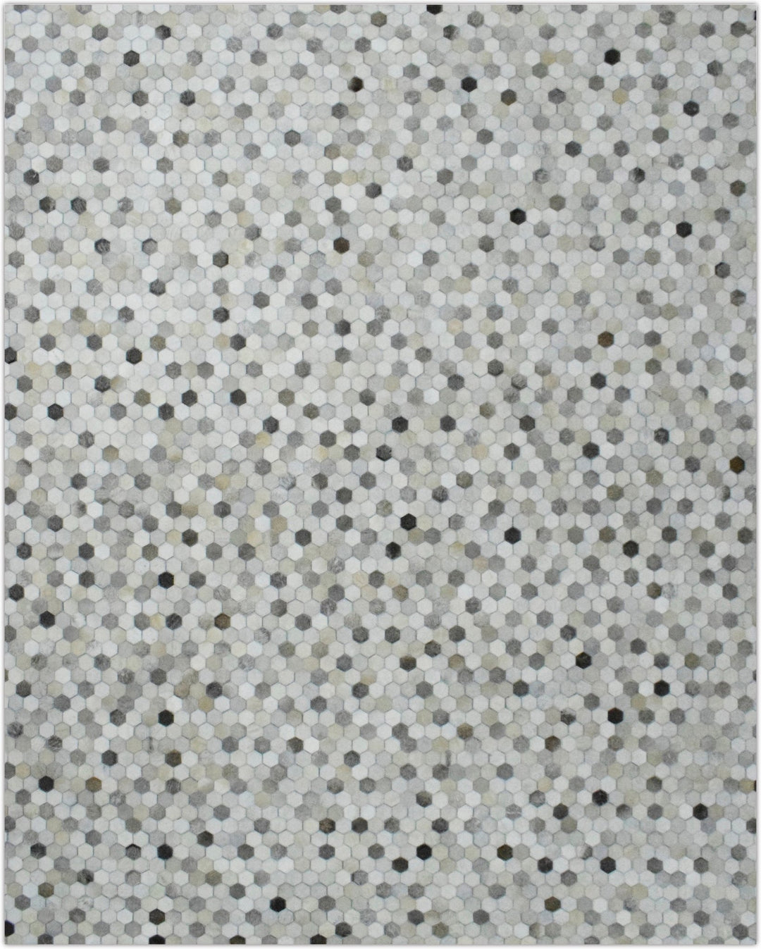 Quick Ship 8x10 Modern Silver And Ivory Handmade Leather Rug - The Rug Decor