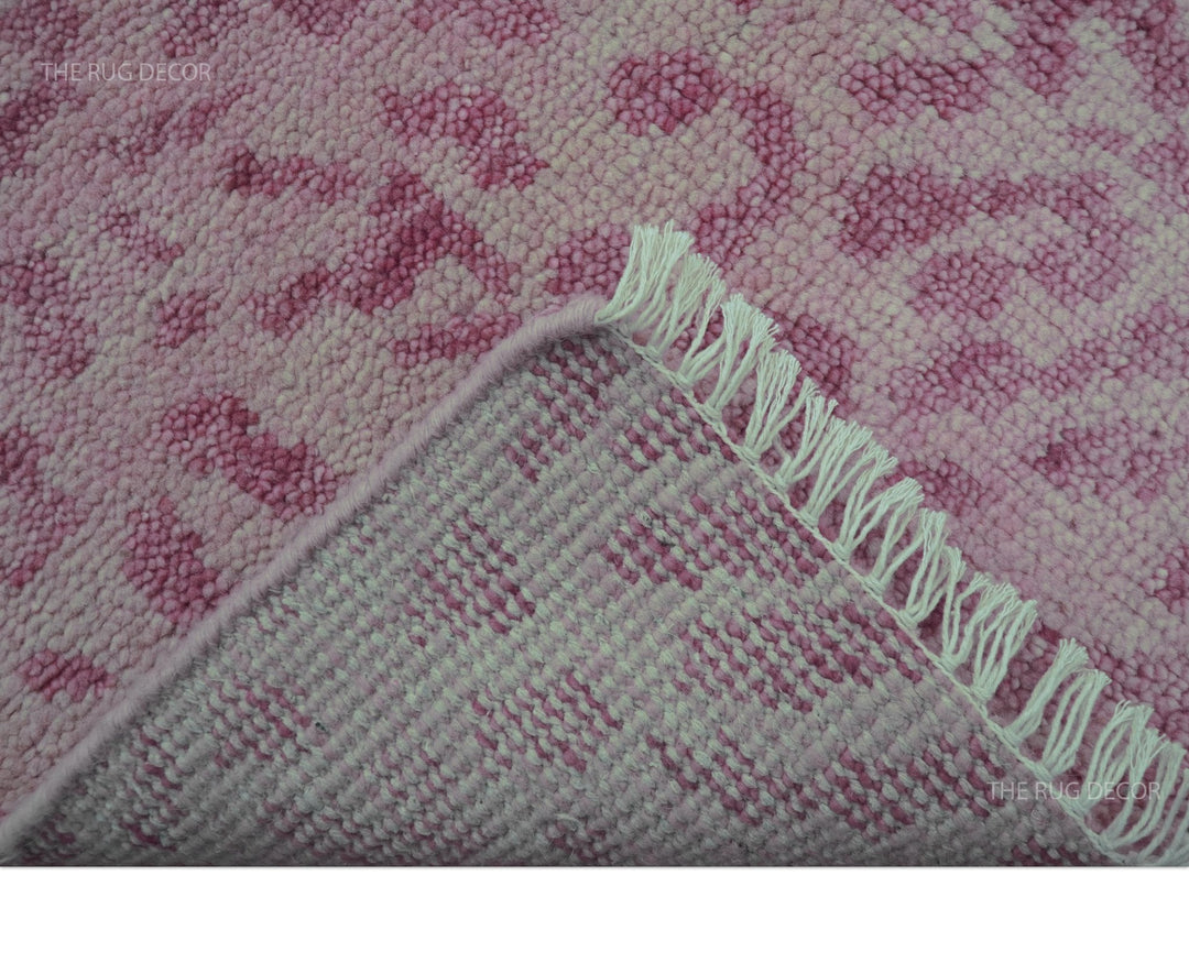 Quick Ship 8x10 Pink Contemporary Animal Design Hand Knotted Wool Rug - The Rug Decor