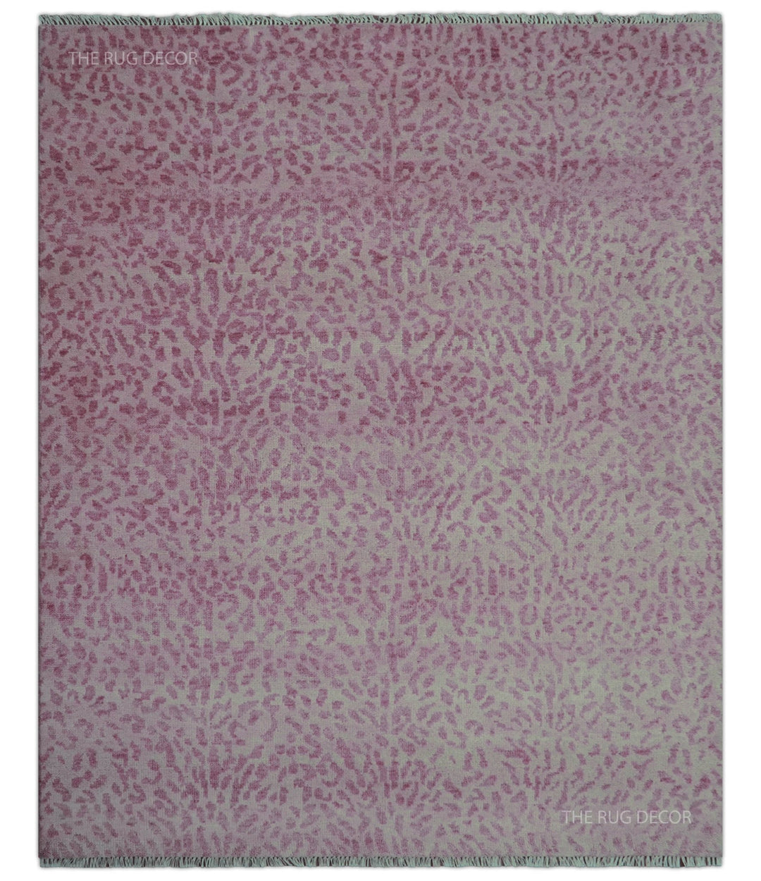 Quick Ship 8x10 Pink Contemporary Animal Design Hand Knotted Wool Rug - The Rug Decor