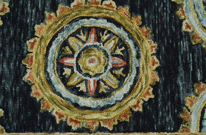 Quick Ship Gold And Black Traditional Design Hand Tufted 3x5 Wool Rug - The Rug Decor