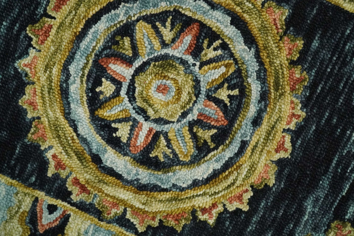 Quick Ship Gold And Black Traditional Design Hand Tufted 3x5 Wool Rug - The Rug Decor
