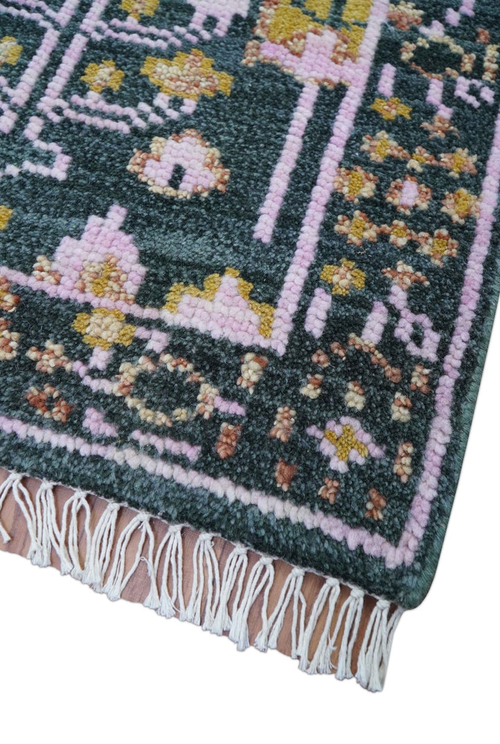 Quick Ship Hand Knotted 2x3 Tree of life Green And Mustard Wool Rug - The Rug Decor
