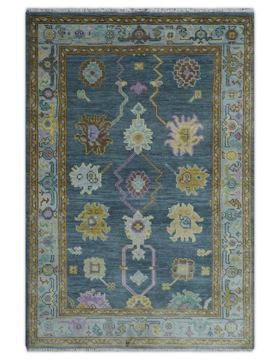 Quick Ship Hand Knotted 4x6 Charcoal And Brown Wool Rug - The Rug Decor