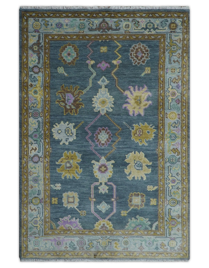 Quick Ship Hand Knotted 4x6 Charcoal And Brown Wool Rug - The Rug Decor