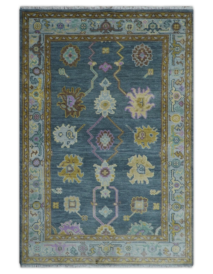 Quick Ship Hand Knotted 4x6 Charcoal And Brown Wool Rug - The Rug Decor