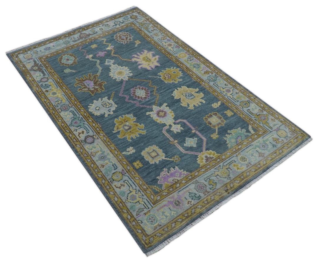 Quick Ship Hand Knotted 4x6 Charcoal And Brown Wool Rug - The Rug Decor