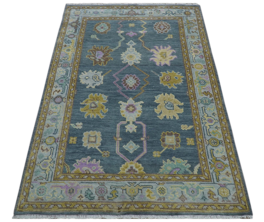 Quick Ship Hand Knotted 4x6 Charcoal And Brown Wool Rug - The Rug Decor