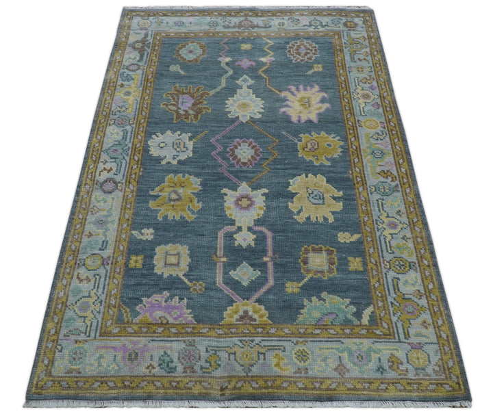 Quick Ship Hand Knotted 4x6 Charcoal And Brown Wool Rug - The Rug Decor