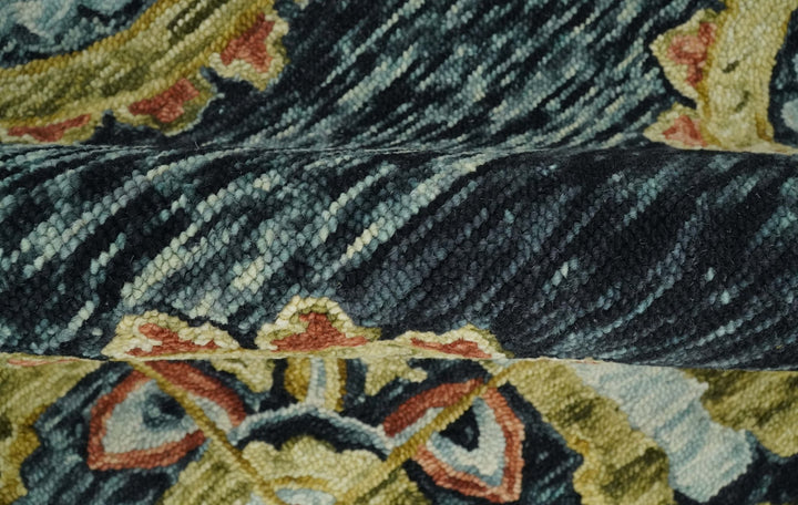 Quick Ship Hand Tufted 5x8 Gold And Black Traditional Design Wool Rug - The Rug Decor