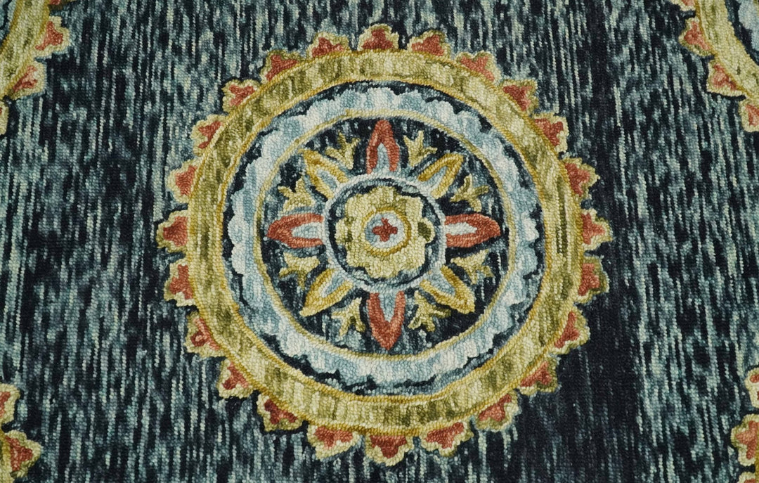 Quick Ship Hand Tufted 5x8 Gold And Black Traditional Design Wool Rug - The Rug Decor