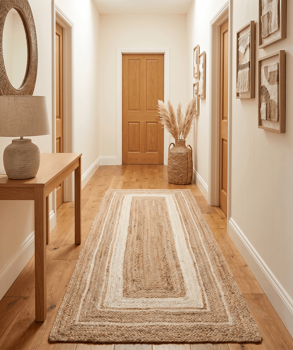 Quick Ship Hand Woven Modern Style Brown And White 2.6x8 Jute Rug - The Rug Decor