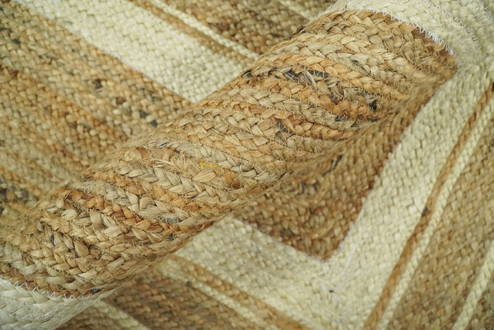 Quick Ship Hand Woven Modern Style Brown And White 2.6x8 Jute Rug - The Rug Decor