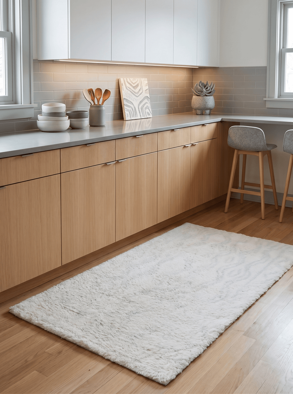 Quick Ship Modern Beige And Charcoal Hand Loom 4x6 Wool Rug - The Rug Decor