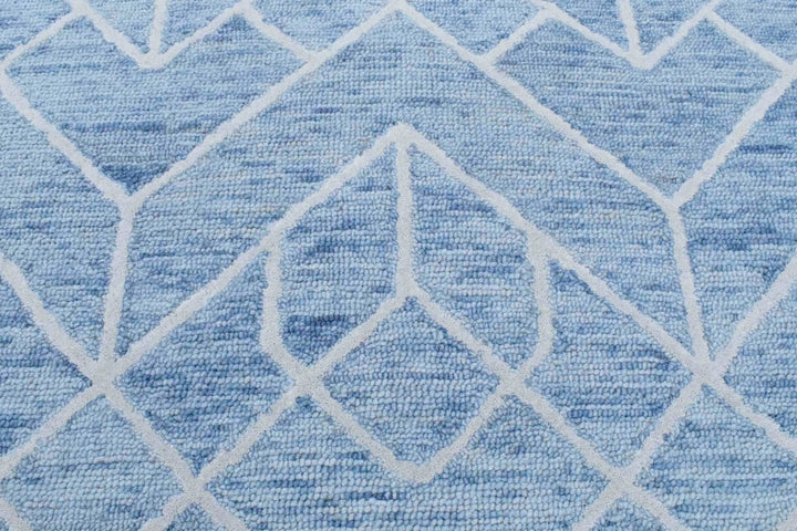 Quick Ship Modern Contemporary Blue And White Hand Tufted 5x8 Wool Rug - The Rug Decor