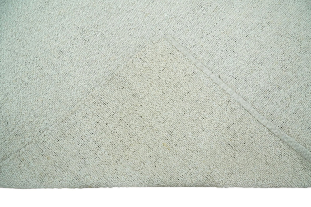Quick Ship Modern Solid Design White Hand Loom 8x10 Wool Rug - The Rug Decor