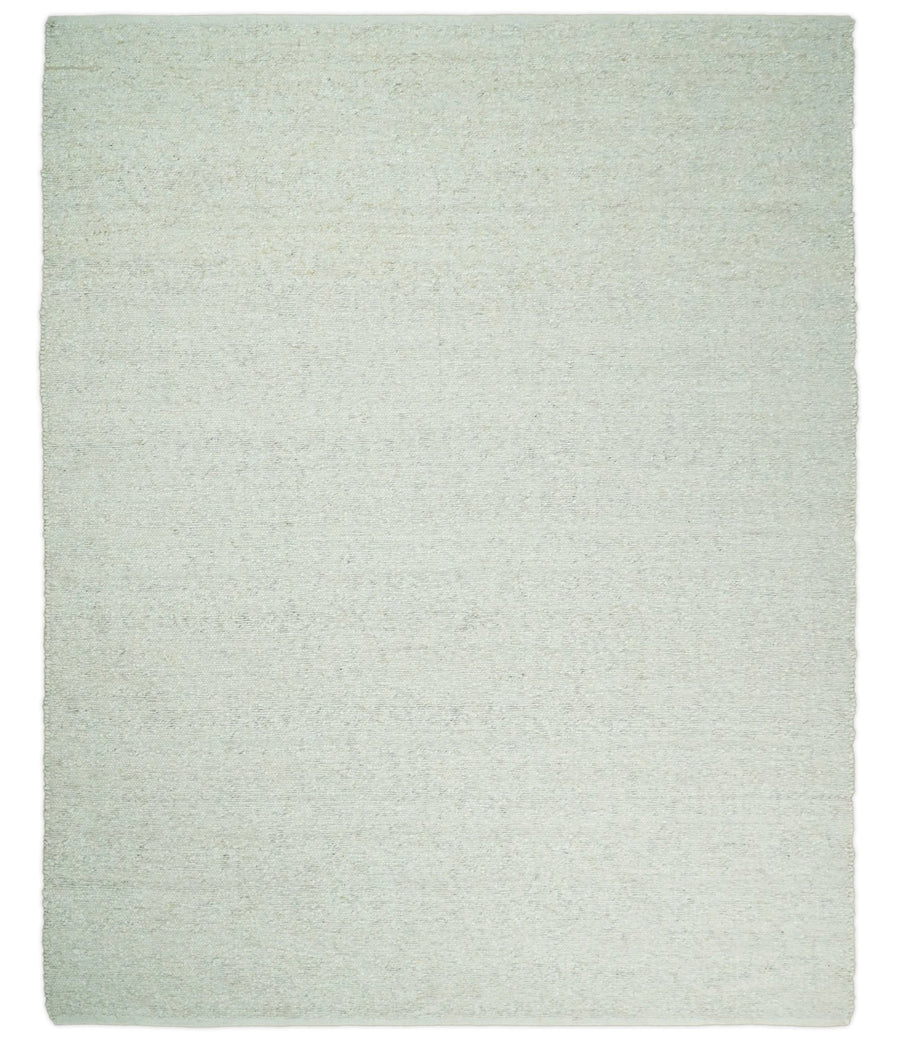 Quick Ship Modern Solid Design White Hand Loom 8x10 Wool Rug - The Rug Decor