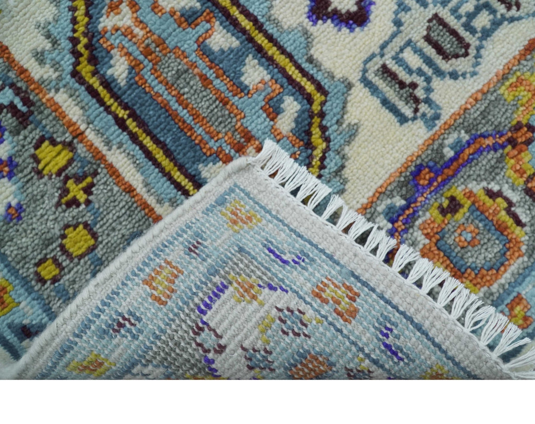 Quick Ship Oversize 4x10 Runner Ivory And Gray Hand Knotted Wool Rug - The Rug Decor