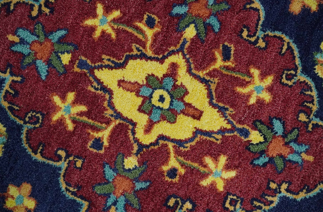 Quick Ship Red And Blue Traditional Design Hand Tufted 3x5 Wool Rug - The Rug Decor