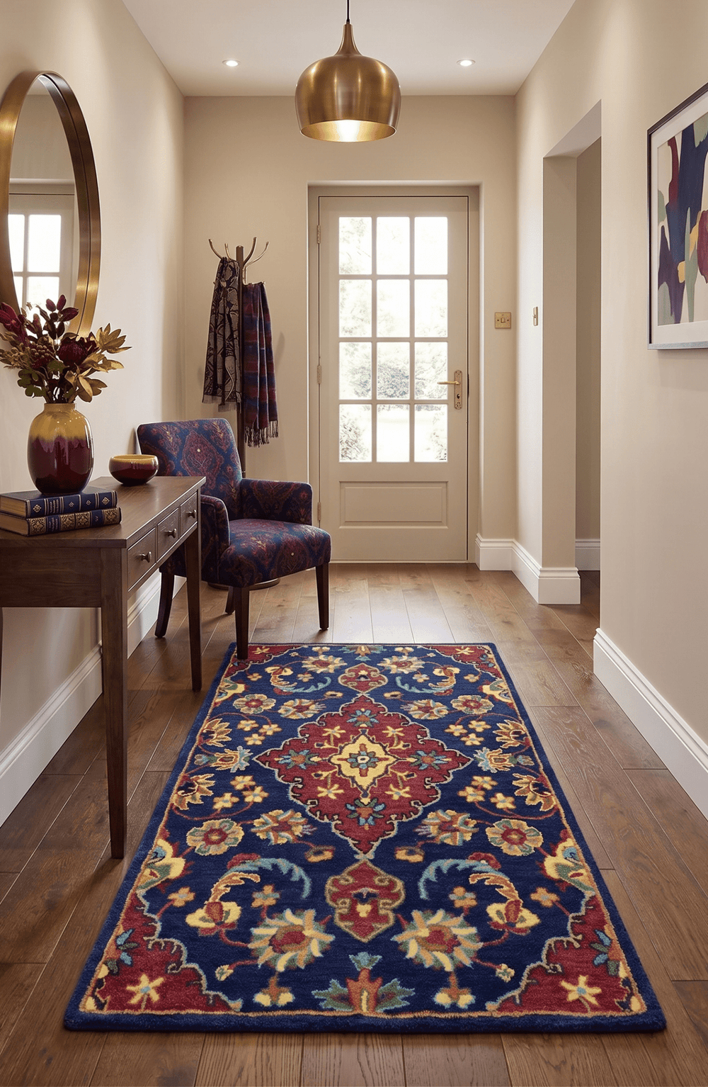 Quick Ship Red And Blue Traditional Design Hand Tufted 3x5 Wool Rug - The Rug Decor