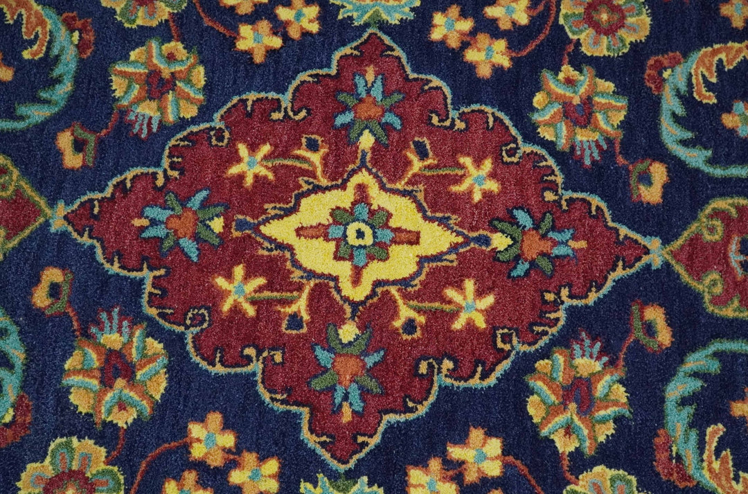 Quick Ship Red And Blue Traditional Design Hand Tufted 3x5 Wool Rug - The Rug Decor