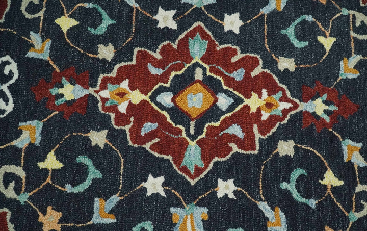 Quick Ship Traditional Charcoal And Maroon Hand Tufted 3x5 Wool Rug - The Rug Decor