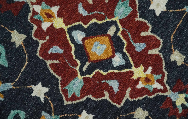 Quick Ship Traditional Charcoal And Maroon Hand Tufted 3x5 Wool Rug - The Rug Decor