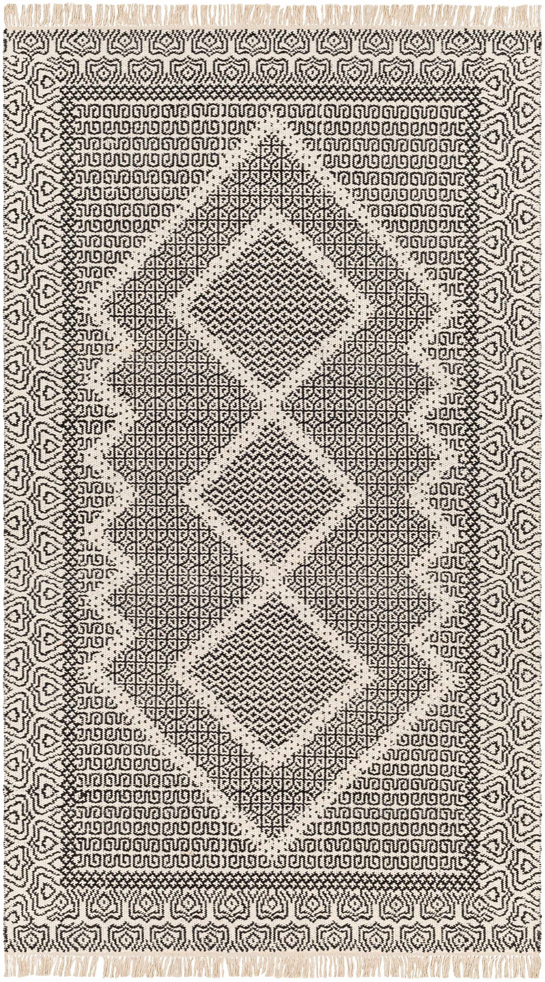Rach Contemporary Black And Ivory Area Rug