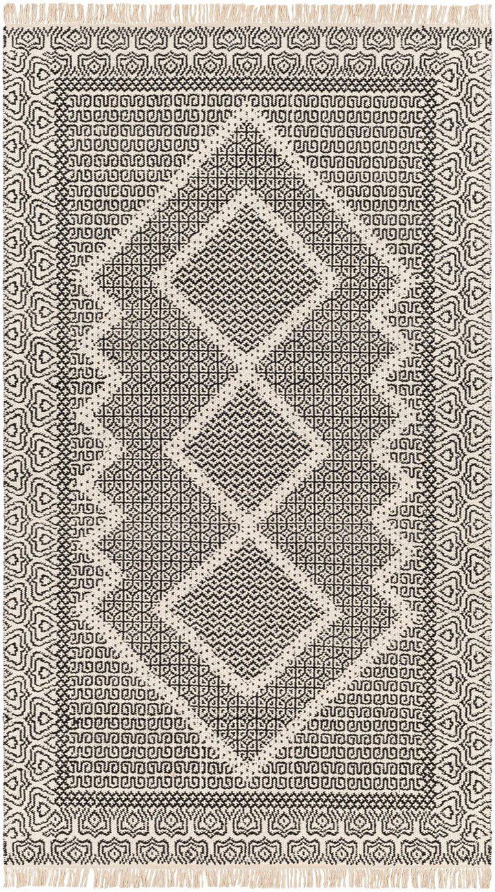 Rach Contemporary Black And Ivory Area Rug
