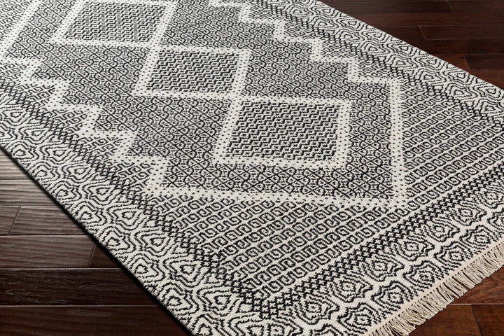 Rach Contemporary Black And Ivory Area Rug