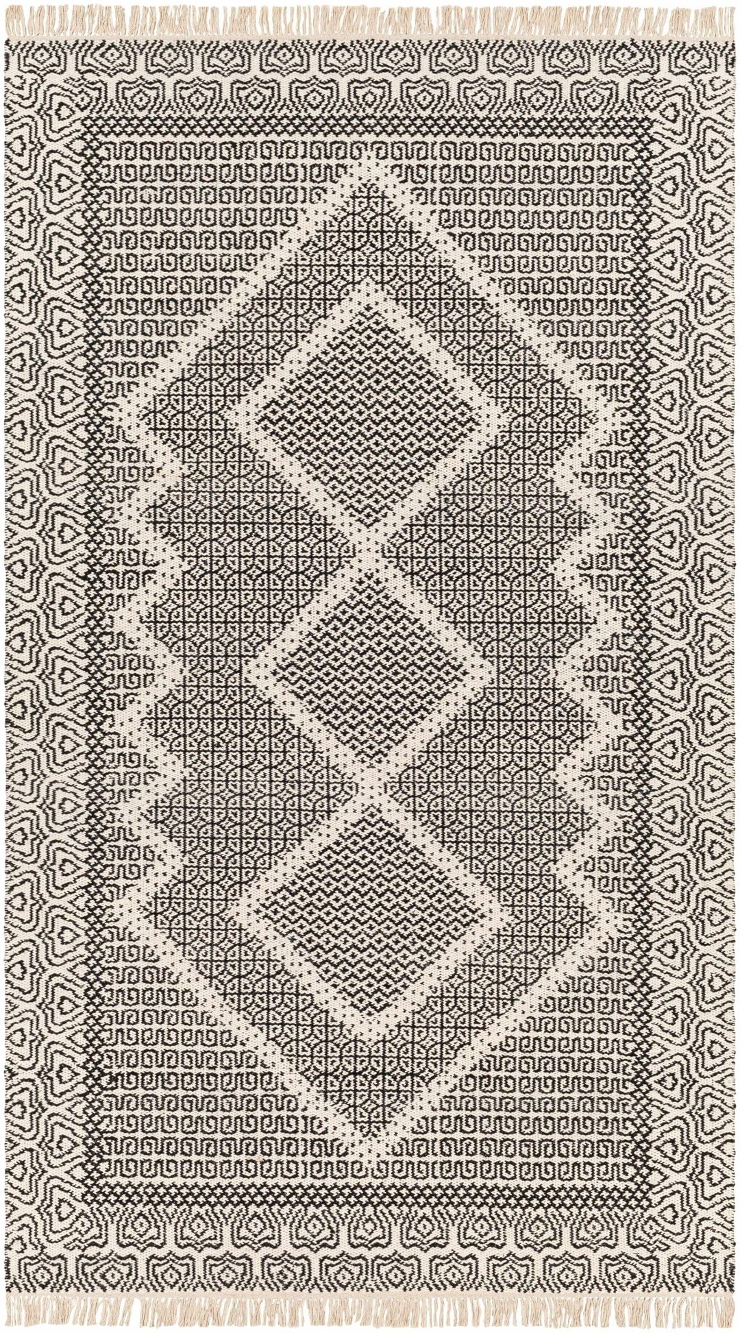 Rach Contemporary Black And Ivory Area Rug - The Rug Decor