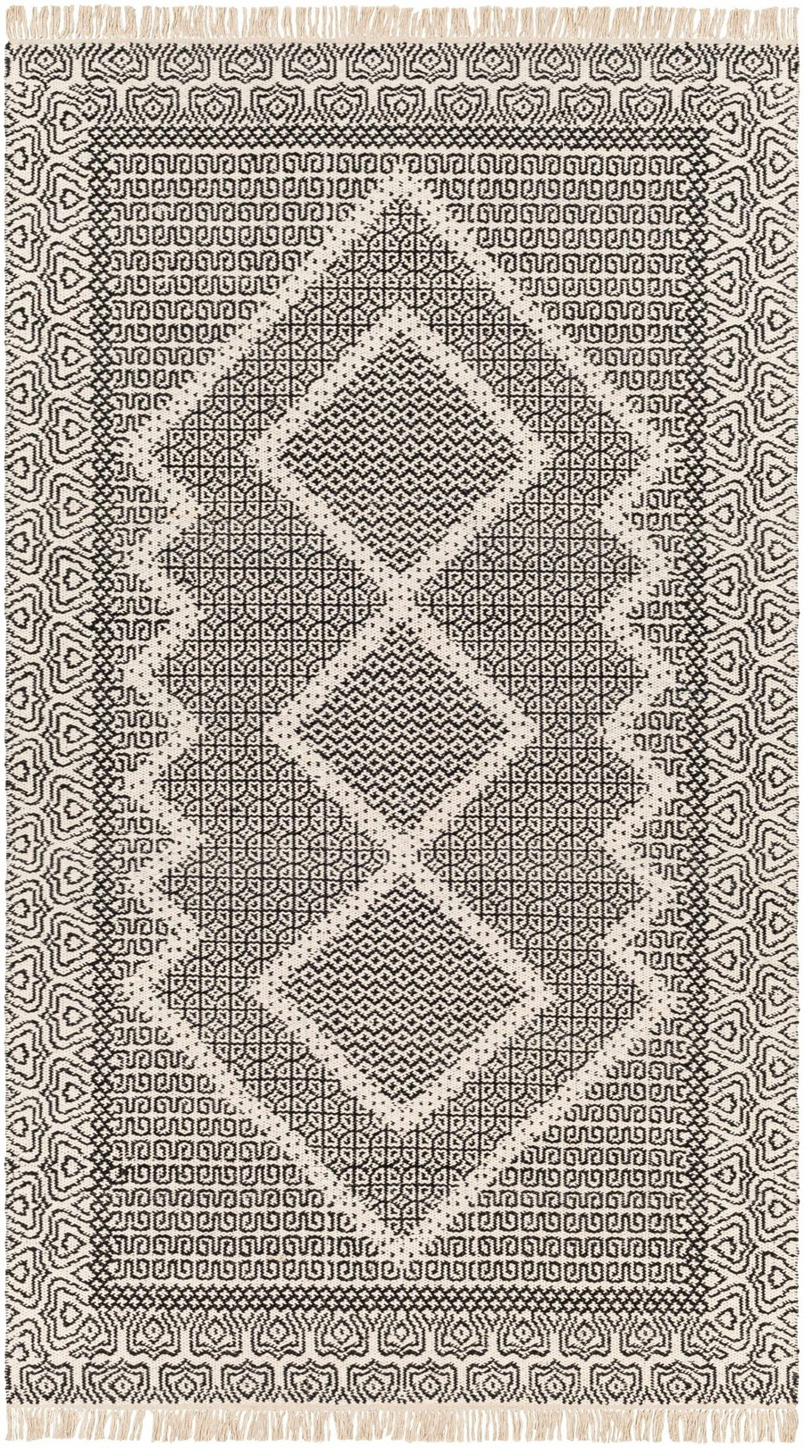 Rach Contemporary Black And Ivory Area Rug - The Rug Decor