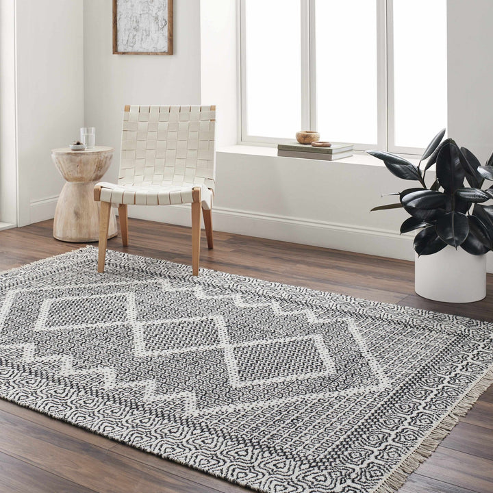 Rach Contemporary Black And Ivory Area Rug - The Rug Decor