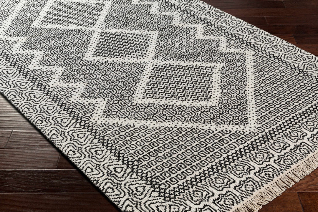 Rach Contemporary Black And Ivory Area Rug - The Rug Decor