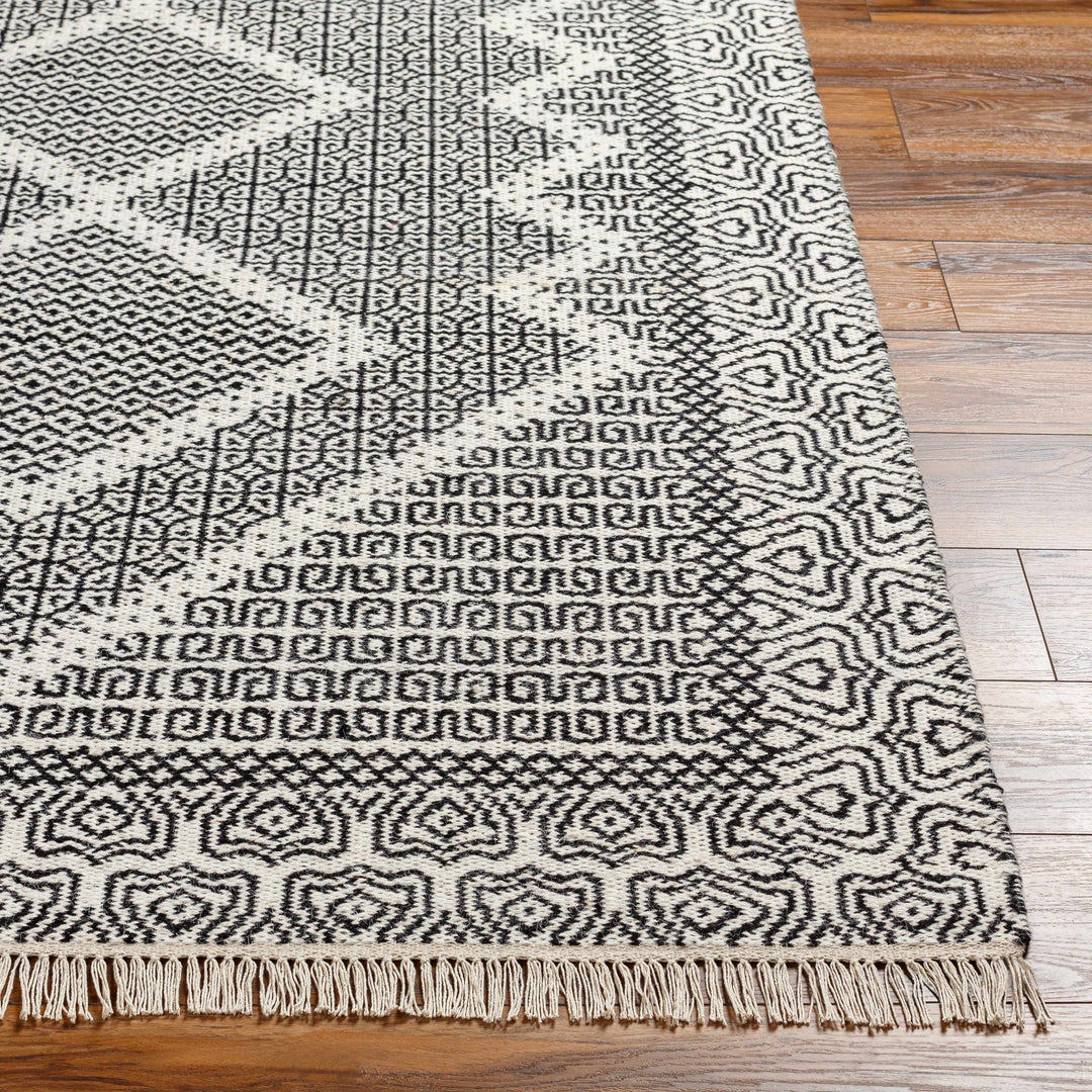 Rach Contemporary Black And Ivory Area Rug