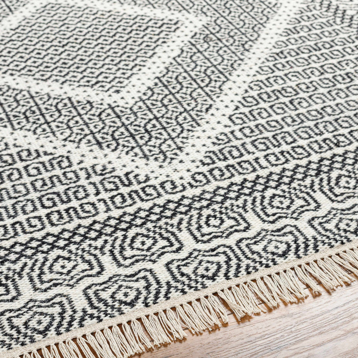 Rach Contemporary Black And Ivory Area Rug