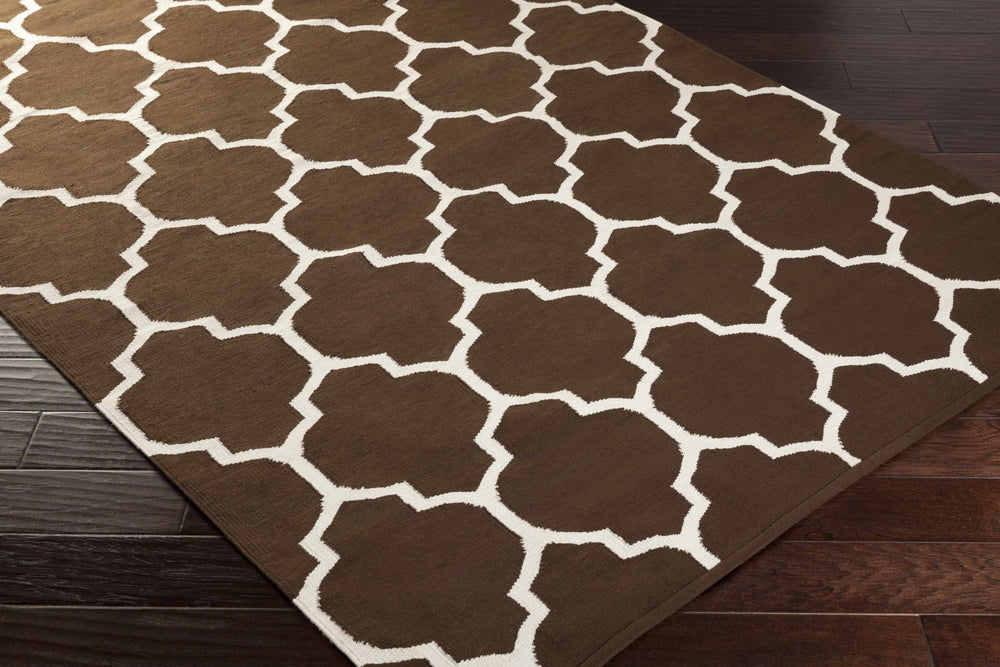 Ragan Geometrical Brown And Ivory Cotton Rug - The Rug Decor