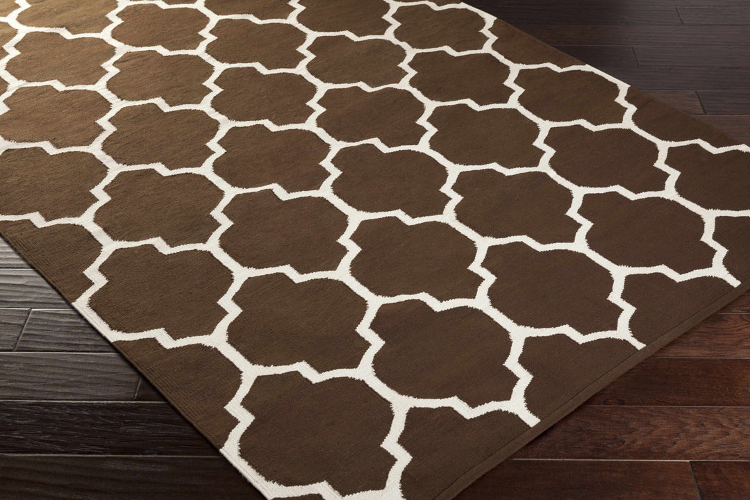 Ragan Geometrical Brown And Ivory Cotton Rug - The Rug Decor