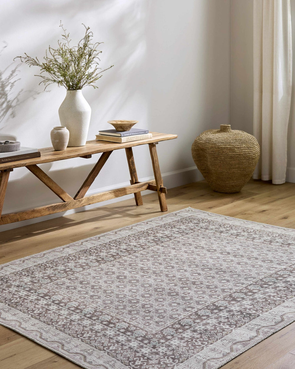 Rainier Traditional Brown And Gray Washable Rug - The Rug Decor
