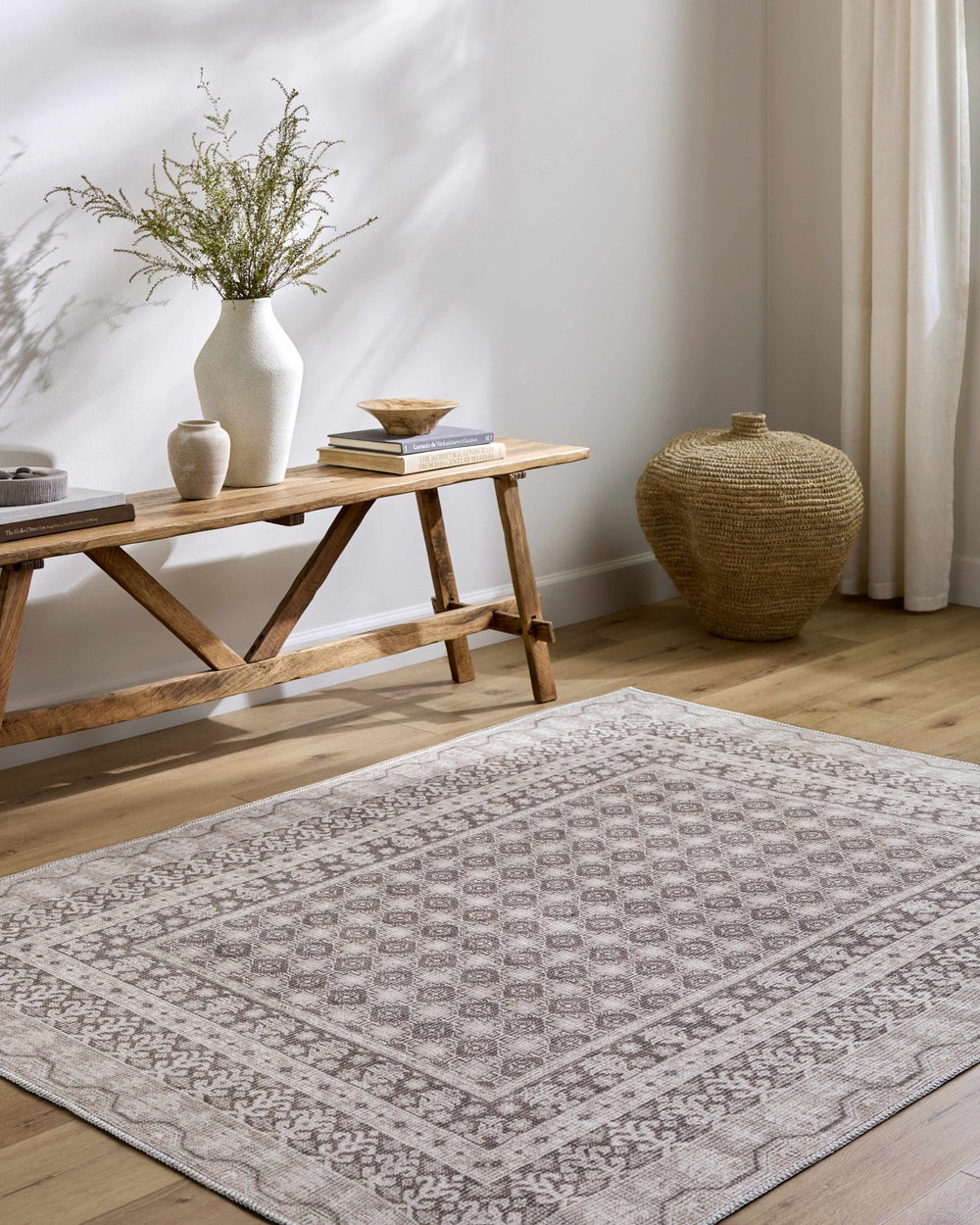 Rainier Traditional Style Brown Washable Rug - The Rug Decor