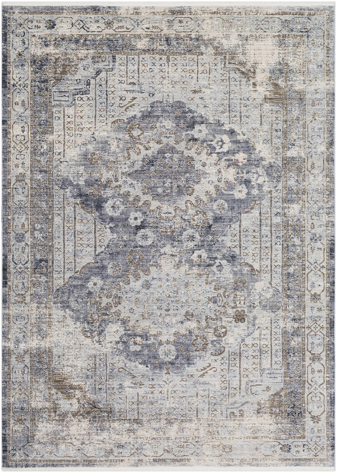 Randalia Traditional Style Gray And Blue Area Rug