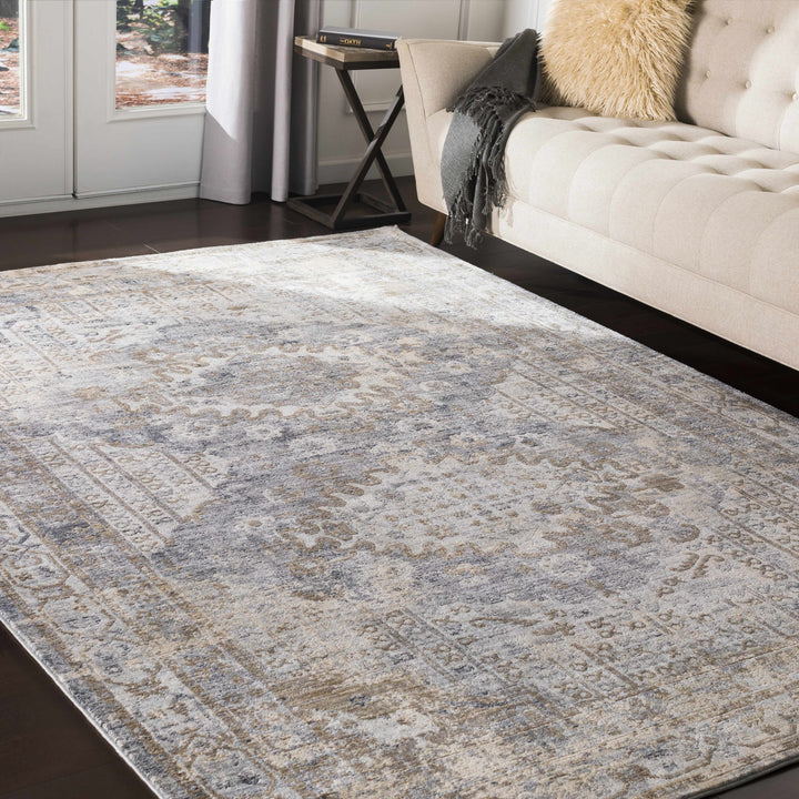 Randalia Traditional Style Gray And Blue Area Rug
