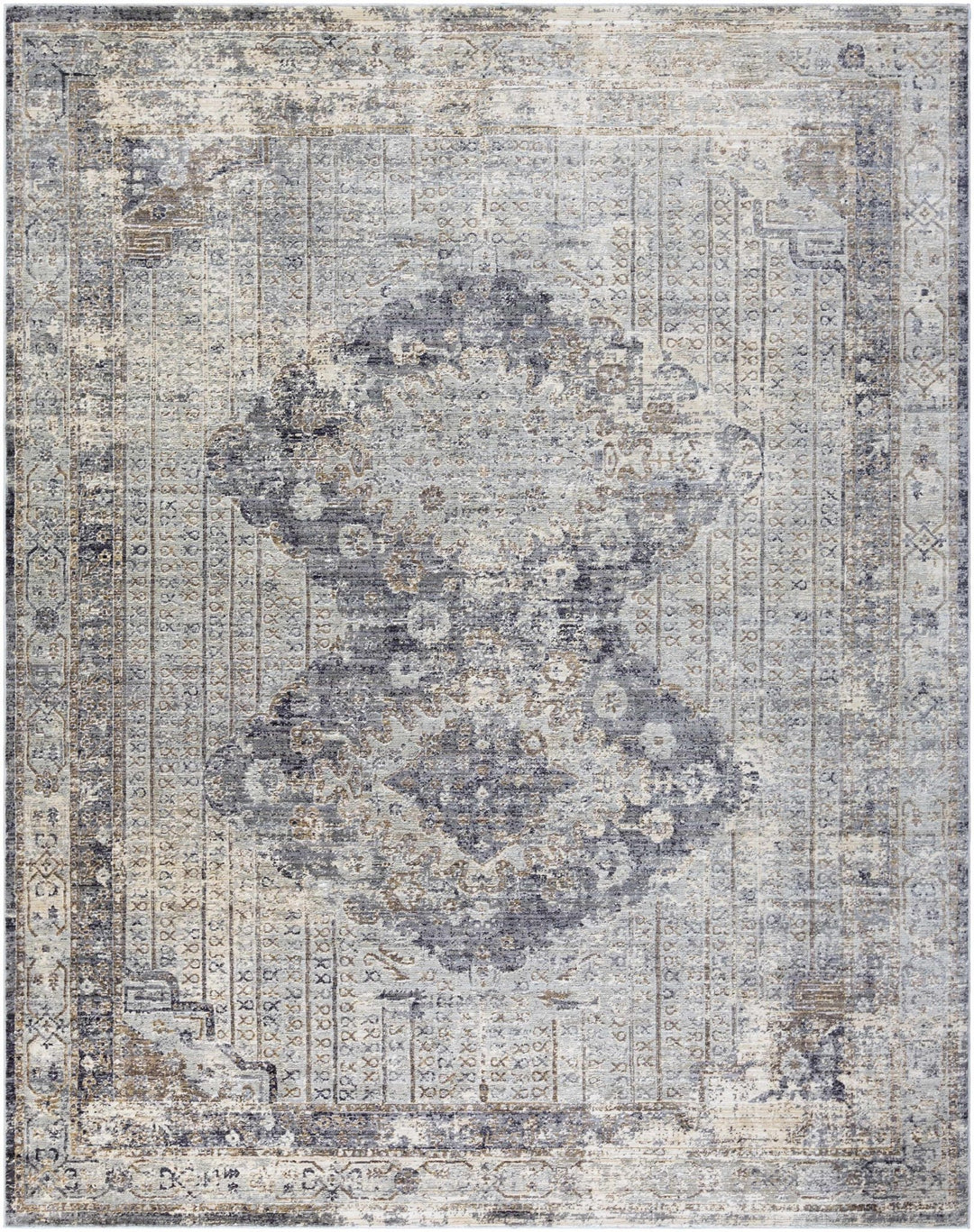 Randalia Traditional Style Gray And Blue Area Rug - The Rug Decor