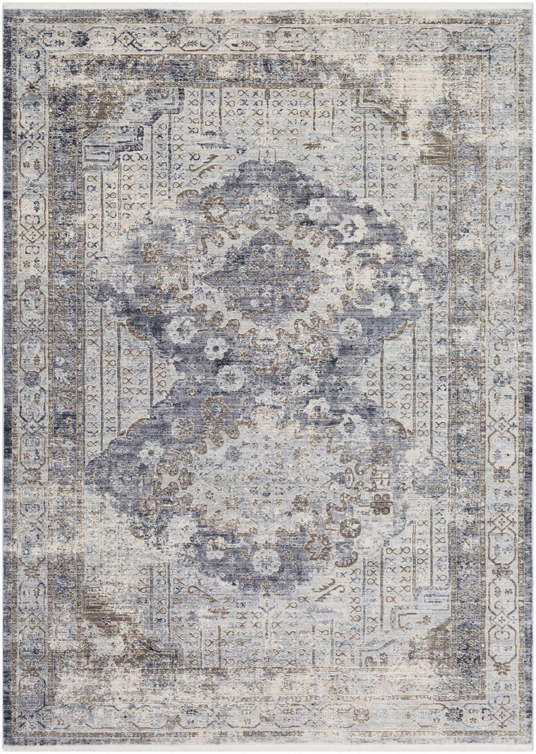 Randalia Traditional Style Gray And Blue Area Rug - The Rug Decor