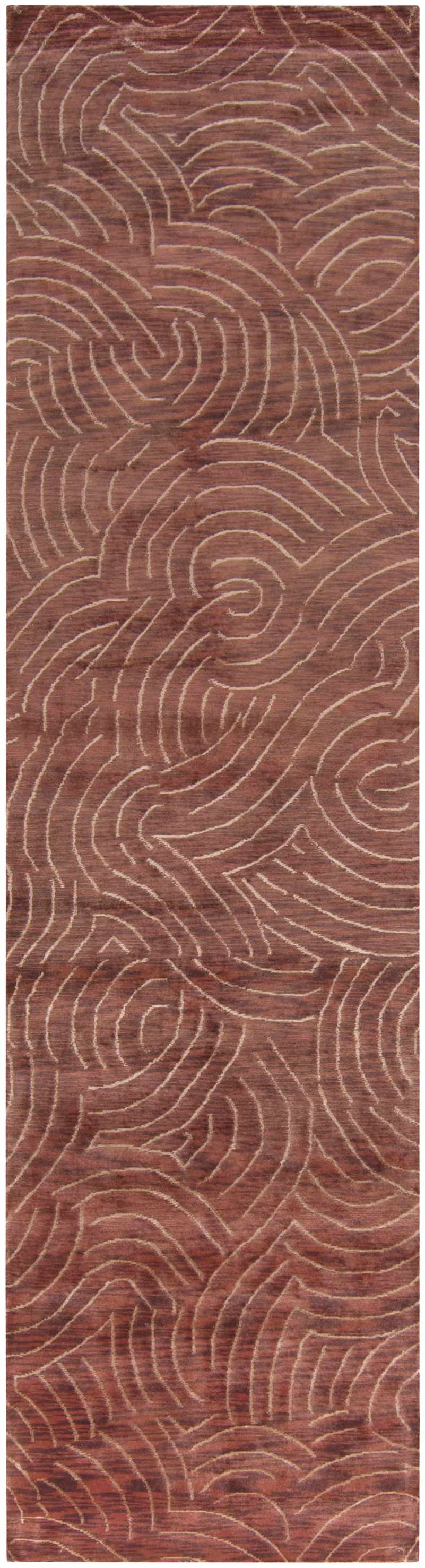 Rankin Contemporary Abstract Brown Hand Knotted Area Carpet