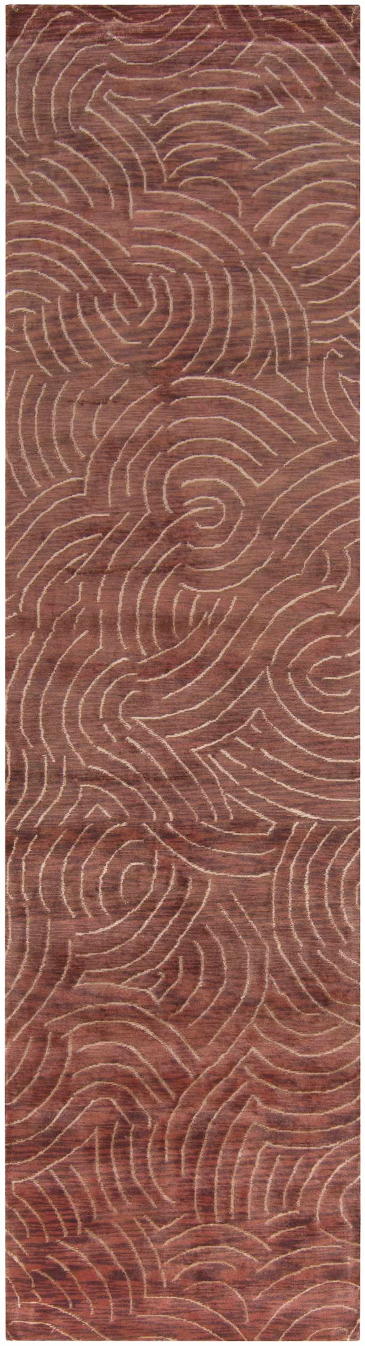 Rankin Contemporary Abstract Brown Hand Knotted Area Carpet