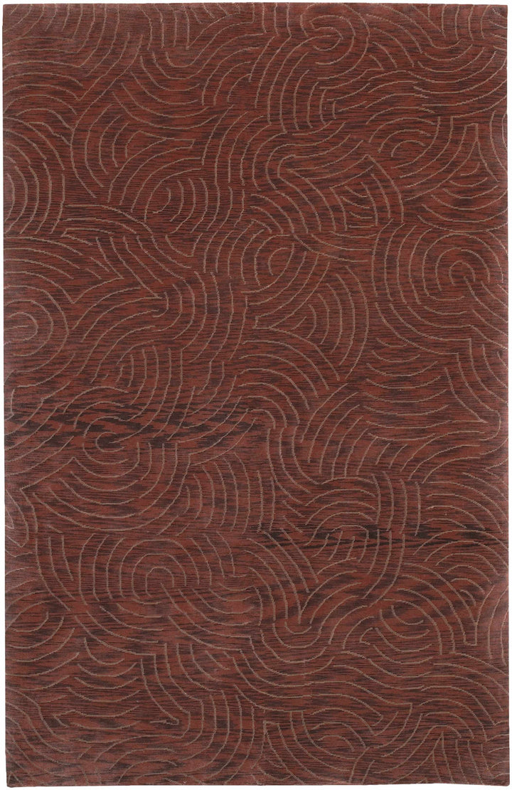 Rankin Contemporary Abstract Brown Hand Knotted Area Carpet