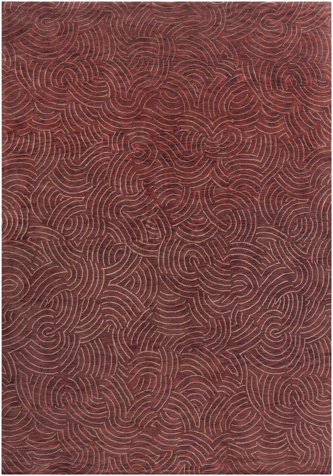 Rankin Contemporary Abstract Brown Hand Knotted Area Carpet