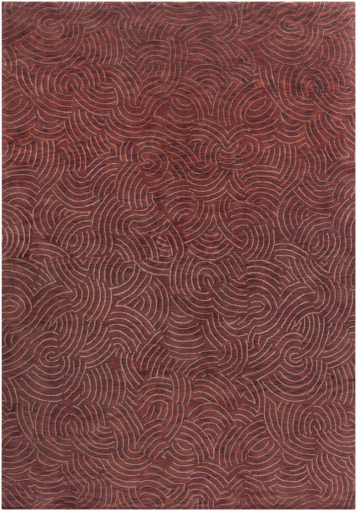 Rankin Contemporary Abstract Brown Hand Knotted Area Carpet