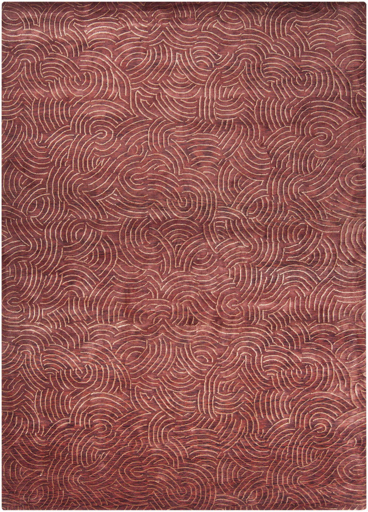 Rankin Contemporary Abstract Brown Hand Knotted Area Carpet
