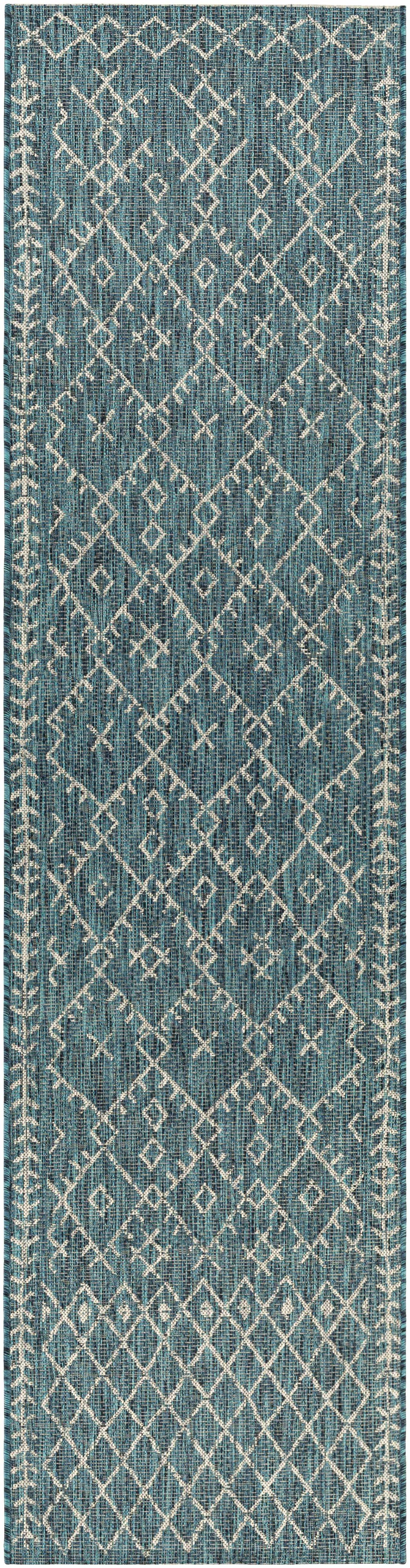 Rapelje Teal And Beige Modern Style Outdoor Area Rug